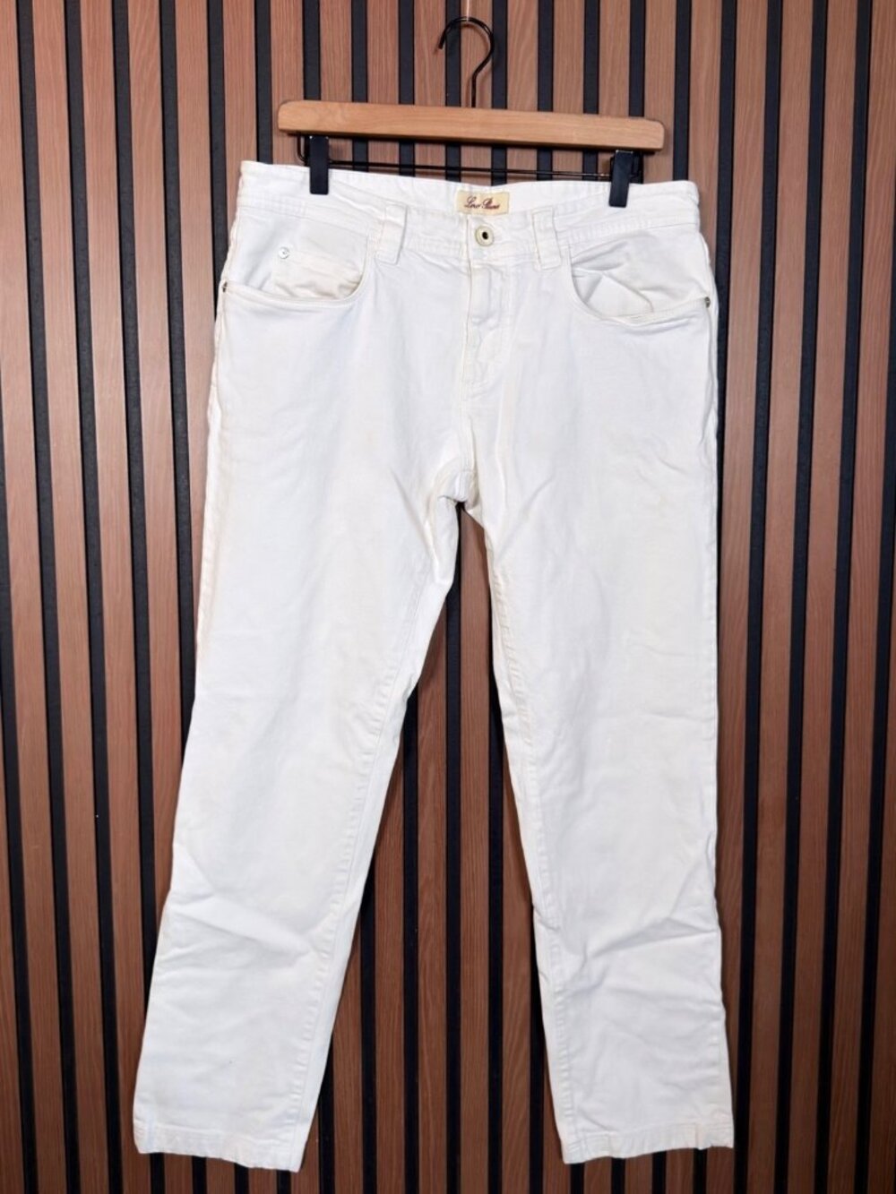 Loro Piana Jeans 35 Mens White Rigid Denim 5 Pocket Slim Straight Pants